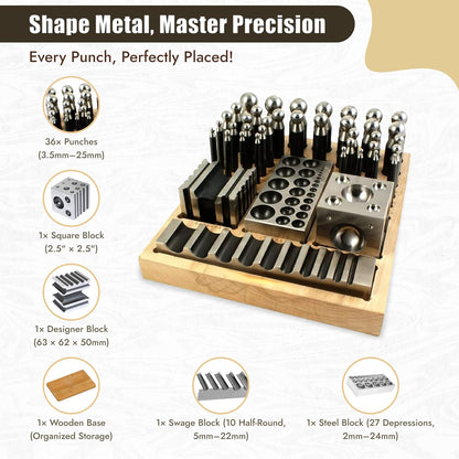 Surya doming block and punch set with multiple dome sizes and corrosion-resistant construction