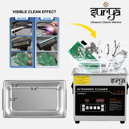 Jeweltech 3L Ultrasonic Cleaner Machine with Heater, Digital Timer, DEGAS & Semi-Wave | 42kHz Stainless Steel Ultrasonic Bath for Jewelry Dental Lab Optical & Electronic Cleaning