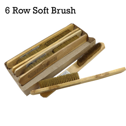 "Pack of 6 Jeweltech 6 Row Brass Wire Brushes with Wooden Handle for Jewelry Cleaning and Polishing"


