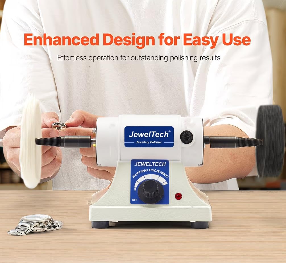 Jeweltech Buffing & Polishing Machine with Variable Speed Control (0–8000 RPM) | Compact Bench Polisher for Jewellery, Metal, Watch & Hobby Work | Multi-Purpose Mini Polishing Machine