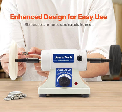 Jeweltech Buffing & Polishing Machine with Variable Speed Control (0–8000 RPM) | Compact Bench Polisher for Jewellery, Metal, Watch & Hobby Work | Multi-Purpose Mini Polishing Machine