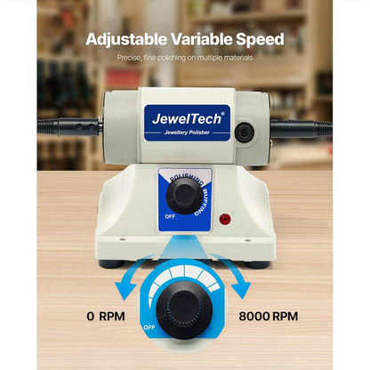 Jeweltech Buffing & Polishing Machine with Variable Speed Control (0–8000 RPM) | Compact Bench Polisher for Jewellery, Metal, Watch & Hobby Work | Multi-Purpose Mini Polishing Machine