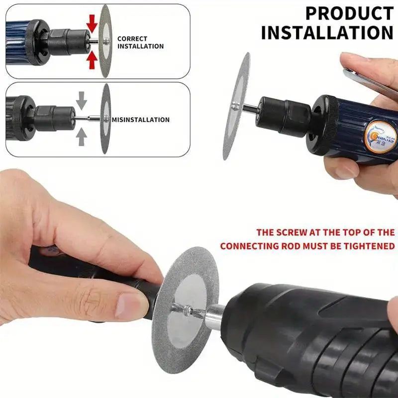 How to install diamond cutting disc on rotary tool - correct and incorrect installation guide for safe cutting