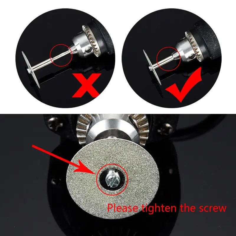 Proper screw-tightening guide for diamond rotary cutting wheels - safe disc installation for power tool use