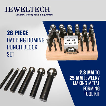 Professional-grade dapping kit for shaping gold, silver, brass, and copper

