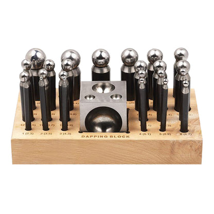 Jeweltech 26-piece doming punch and dapping block set for jewelry metal forming

