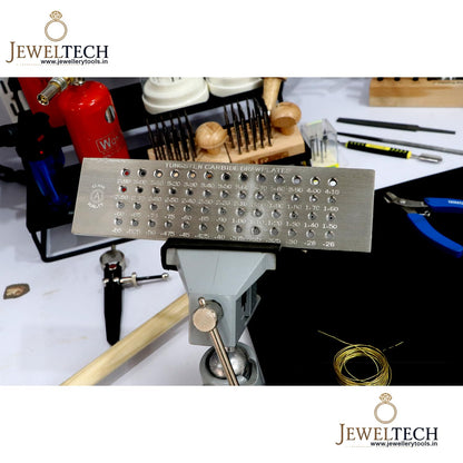 Jeweltech Tungsten Carbide Wire Drawplate – 52 Holes (0.26mm–4.10mm) Die Set for Gold, Silver, Copper Jewelry Wire Drawing and Craft Work Plate