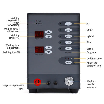 Handheld jewelry welding pen connected to machine