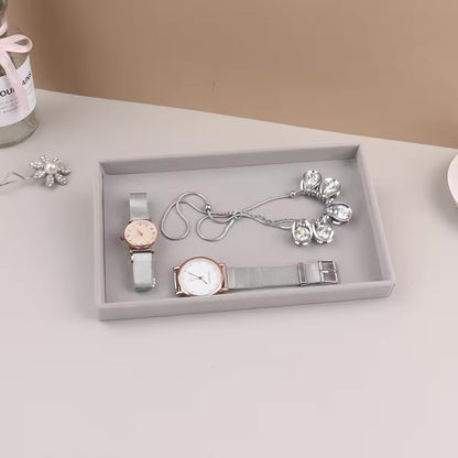 Jeweltech Jewelry Trays Set (5),Grey Velvet Stackable Organizer Trays,Drawer Inserts Jewelry Display Case For Rings Stud Necklaces Earring Organizer Tray