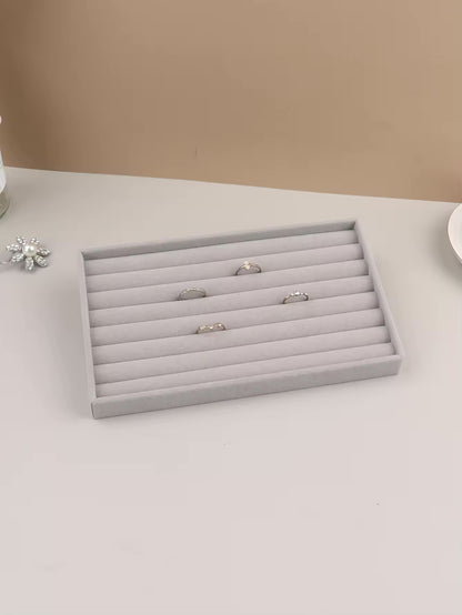 Jeweltech Jewelry Trays Set (5),Grey Velvet Stackable Organizer Trays,Drawer Inserts Jewelry Display Case For Rings Stud Necklaces Earring Organizer Tray