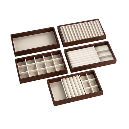 Jeweltech Heritage Solid Wooden Jewellery Display Tray Set of 5 – Premium Ring, Earring & Accessory Organizer Collection