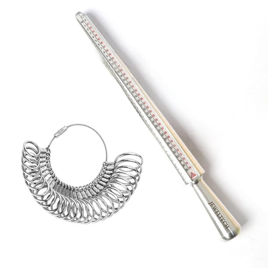 JEWELTECH Ring Sizer Measuring Tool Set with Mandrel | Metal Finger Size Gauge Kit (41–61 Sizes) | Jewellery Ring Measurement Tool for Accurate Sizing