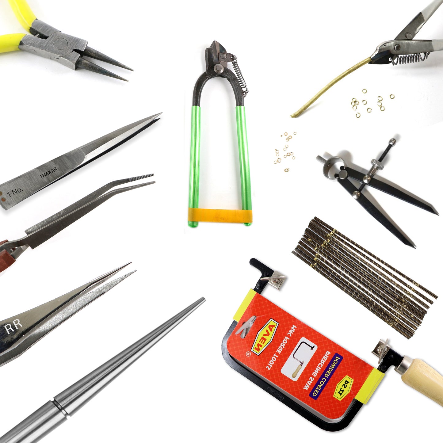 Jewelry Crafting Tool Set with Saw Frame, Tweezers, and Measuring Tools by JewelTech
