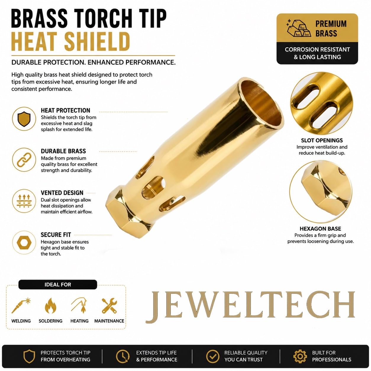 JEWELTECH 30cm Long Nozzle LPG Torch Gun 4 No. Brass Burner with Flat Handle for Jewellery Heating, Gold & Silver Melting, Soldering & Metal Work
