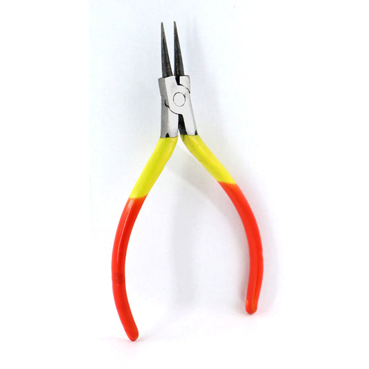 Surya Round Nose Plier,Round Plass – Sandasi Hand Tool for Jewelry Making, Beading, Looping & Wire Bending – Artisan Pliers with Yellow-Red Grip Handle – Precision Pointed Jaws for Crafting & Repairs