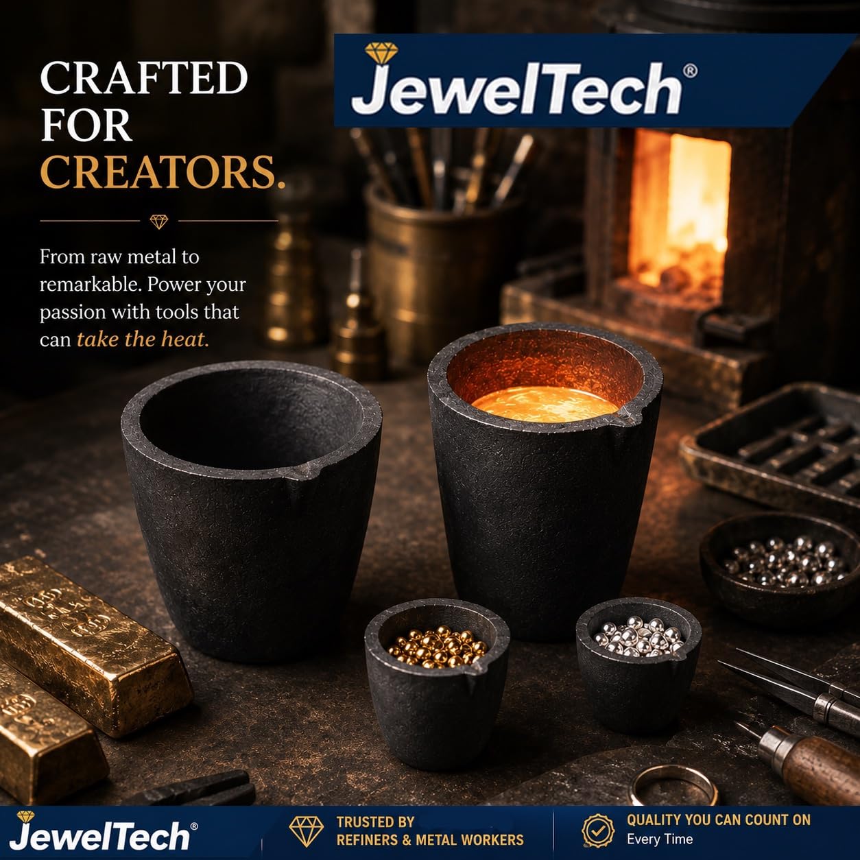 Graphite Crucible A1-High Temperature Casting, Refining, Melting of Gold, Silver & Metals for Goldsmith, Metallurgy, Foundry, Bullion, Refinery, Metalsmith, Model Making