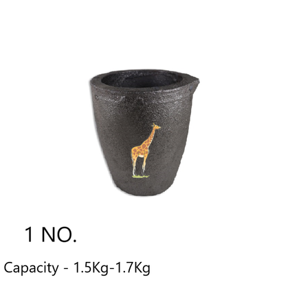 Jirraf graphite crucible 1 No. capacity 1.5kg to 1.7kg for melting gold, silver, brass metals in gas and coal furnace