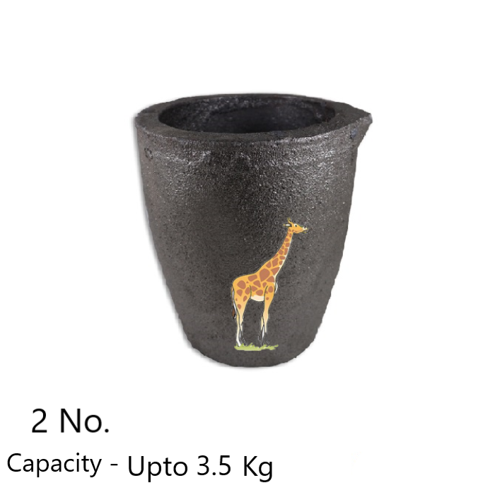 Jirraf graphite crucible 2 No. with capacity up to 3.5kg for gold silver brass melting in gas coal furnace jewelry work
