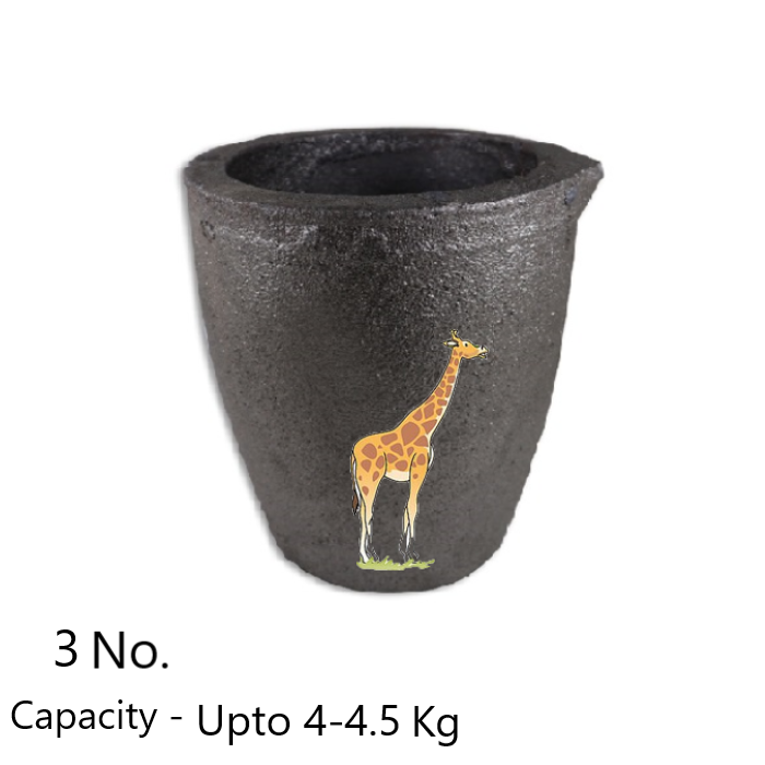 Jirraf graphite crucible 3 No. capacity 4kg to 4.5kg for gold silver and brass melting in coal gas furnace casting