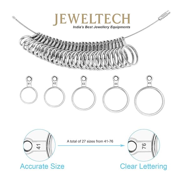 Ring Finger Sizer for Measuring Ring Size. (no.1 to 36) Unisex Made of Brass