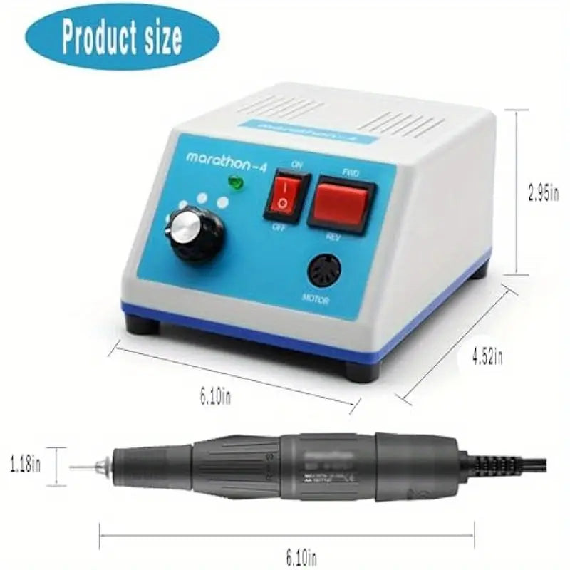Jeweltech Marathon micromotor control box and H37L1 handpiece with detailed size measurements