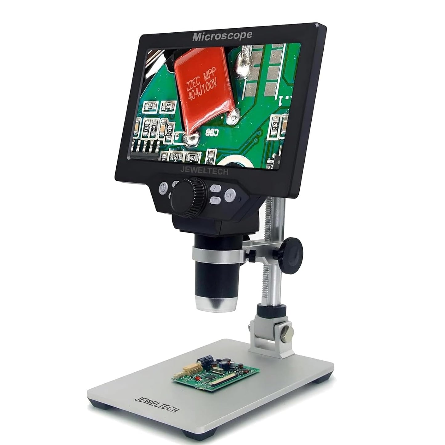 Jeweltech Digital Microscope 1-1200X Magnification with 7 Inch LCD Screen & 12MP Camera | 1080P HD Electronic Microscope for PCB Inspection, Soldering, Coins, Jewellery & Biological Observation