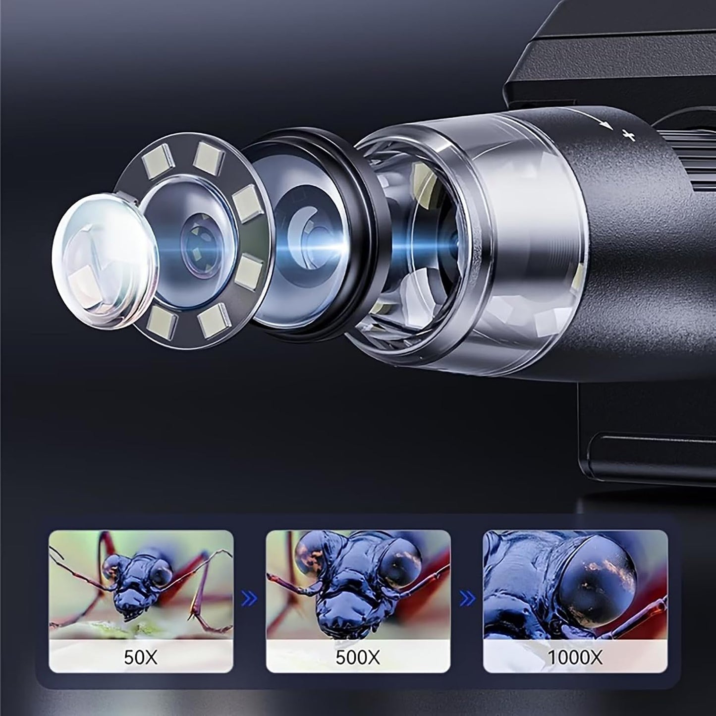 Jeweltech Digital Microscope 8LED 1080P 1000X Real Shot Rendering, Computer Microscope, Electron Biological Microscope