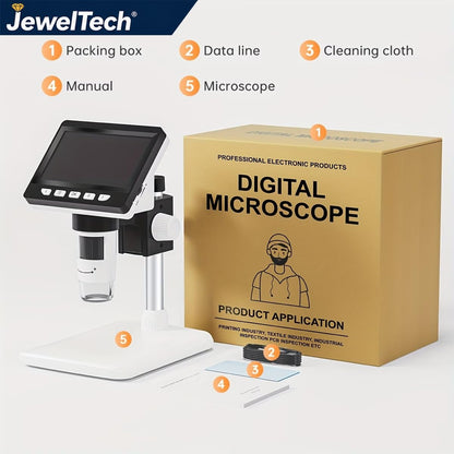 Jeweltech Digital Microscope 8LED 1080P 1000X Real Shot Rendering, Computer Microscope, Electron Biological Microscope