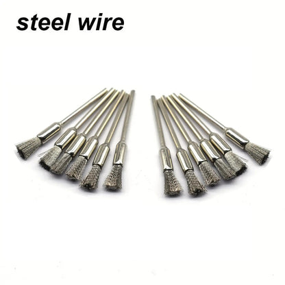 Reusable T-bristle brush heads for precision cleaning in jewelry making