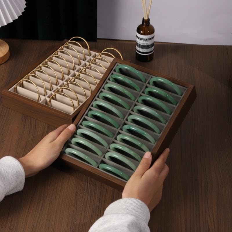 JEWELTECH Wooden Bangle Kada Display Tray, Grey, 20 Slot