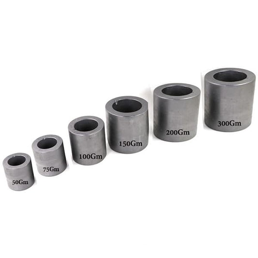 Jeweltech Graphite Crucible Set (Pack of 6, 50g–300g Sizes) for Metal Casting, Melting & Refining – Durable Carbon Crucibles for Gold, Silver, Copper, Brass, & Jewellery Making)