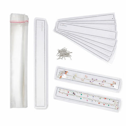 JEWELTECH Payal Anklet Packing Pouch Set – 100 Sets | 1.5" x 11.5" Clear Self-Seal Pouches + 100 Display Cards + 400 Clips | Professional Jewelry Packaging Kit for Anklets & Bracelets