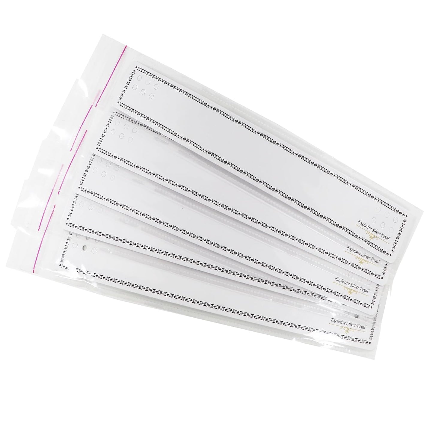 JEWELTECH Payal Anklet Packing Pouch Set – 100 Sets | 1.5" x 11.5" Clear Self-Seal Pouches + 100 Display Cards + 400 Clips | Professional Jewelry Packaging Kit for Anklets & Bracelets