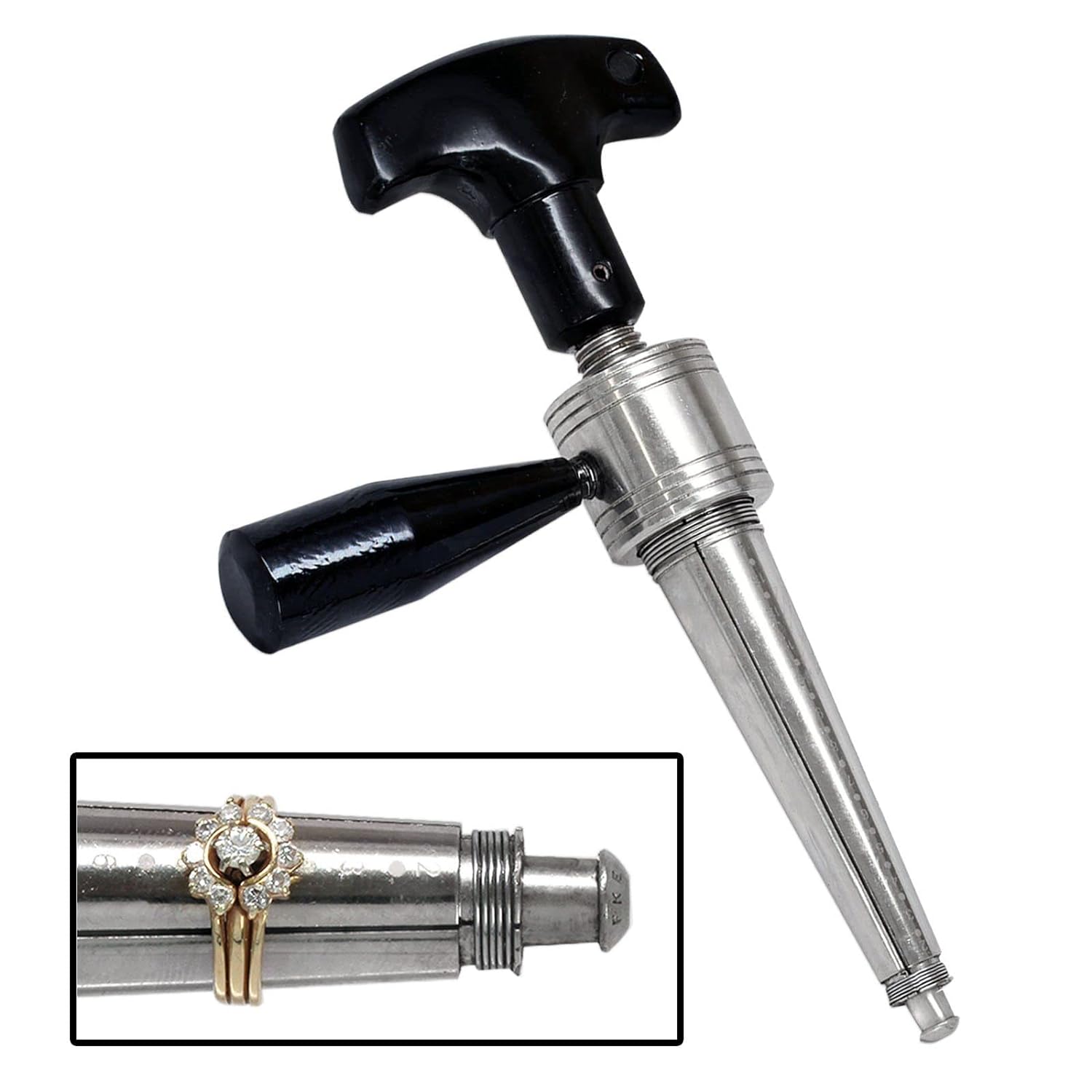 JewelTech ring stretcher with side handle for smooth resizing operation