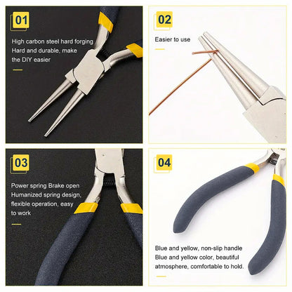  2pcs Steel Nose Round Pliers Set for Jewelry Making