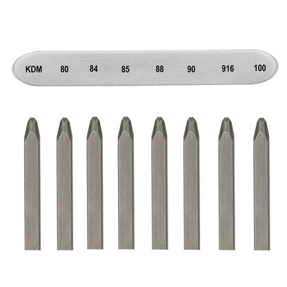 Jeweltech 8-piece jewelry metal stamp set including KDM, 916, 80–100 number punches for gold and silver hallmarking

