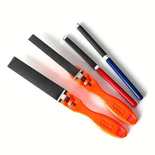 JEWELTECH Half-Circle Sandpaper Roller Set, 4-Piece Abrasive Sanding Hand Tool, Orange Plastic Clamps, for Jewelry Making, Woodworking, Craft Projects