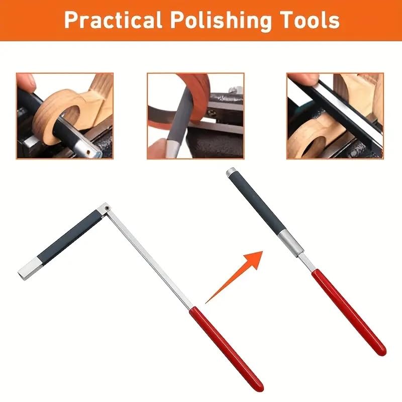 JEWELTECH Half-Circle Sandpaper Roller Set, 4-Piece Abrasive Sanding Hand Tool, Orange Plastic Clamps, for Jewelry Making, Woodworking, Craft Projects