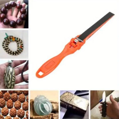 JEWELTECH Half-Circle Sandpaper Roller Set, 4-Piece Abrasive Sanding Hand Tool, Orange Plastic Clamps, for Jewelry Making, Woodworking, Craft Projects