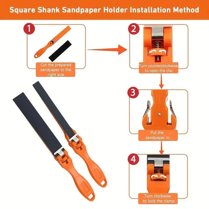 JEWELTECH Half-Circle Sandpaper Roller Set, 4-Piece Abrasive Sanding Hand Tool, Orange Plastic Clamps, for Jewelry Making, Woodworking, Craft Projects