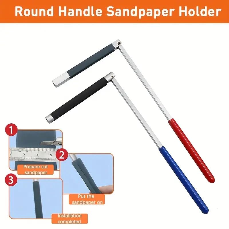 JEWELTECH Half-Circle Sandpaper Roller Set, 4-Piece Abrasive Sanding Hand Tool, Orange Plastic Clamps, for Jewelry Making, Woodworking, Craft Projects