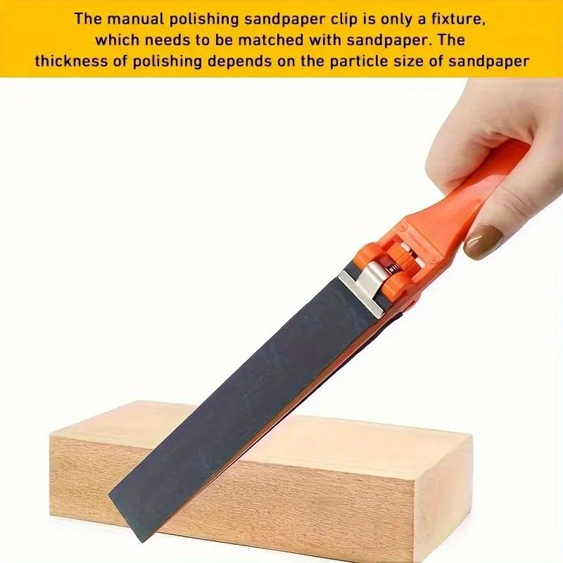 JEWELTECH Half-Circle Sandpaper Roller Set, 4-Piece Abrasive Sanding Hand Tool, Orange Plastic Clamps, for Jewelry Making, Woodworking, Craft Projects