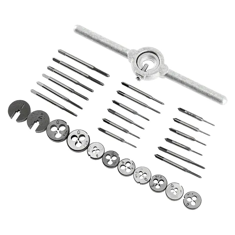 31pcs mini tap and die set for gold and silver wire threading, precision jewelry making screw plate kit with M1 to M2.5 taps and dies