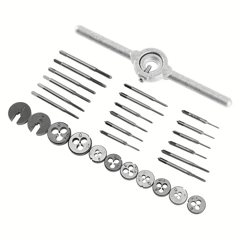 Mini tap and die set with handle, threading taps and dies for jewelry wire threading and repair