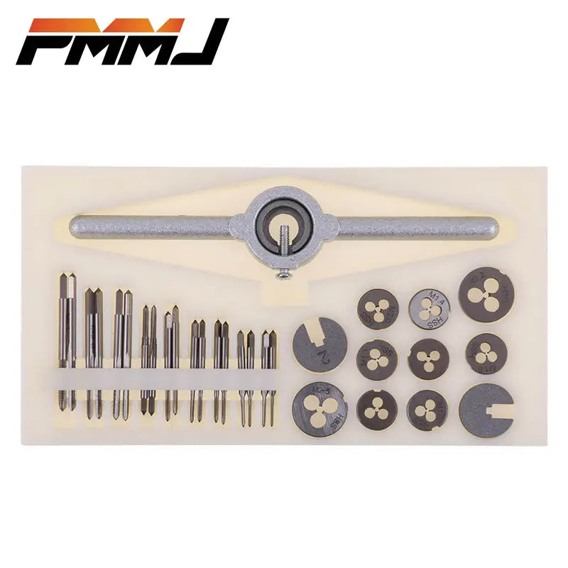 31pcs PMMJ mini tap and die threading tool kit in storage case for fine wire work


