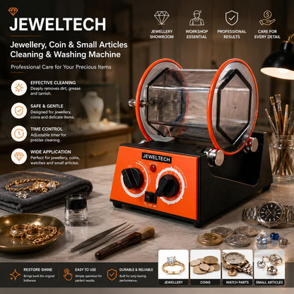 Jeweltech Jewellery Polishing Tumbler Machine 3Kg Capacity | Rotary Tumbling Machine for Cleaning, Burnishing & Polishing Gold, Silver, Artificial Jewellery, Coins & Metal Parts