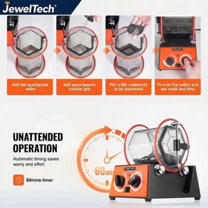 Jeweltech Jewellery Polishing Tumbler Machine 3Kg Capacity | Rotary Tumbling Machine for Cleaning, Burnishing & Polishing Gold, Silver, Artificial Jewellery, Coins & Metal Parts