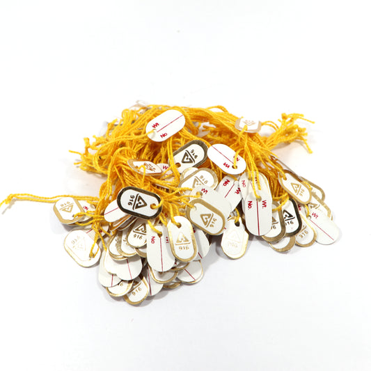 916 Hallmark Jewelry Tags (500 Tags) – Weight, Item Number & Purity Printed Tags