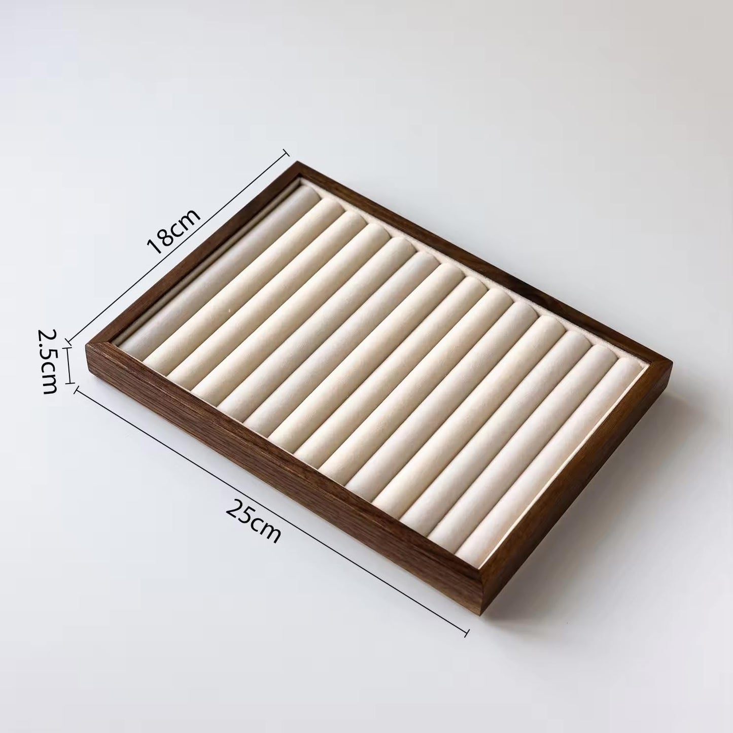 JEWELTECH Wooden Jewelry Display Tray Set of 5 Heritage Look Velvet Organizer Trays for Rings Earrings Bracelets Necklaces Watches Showcase Storage