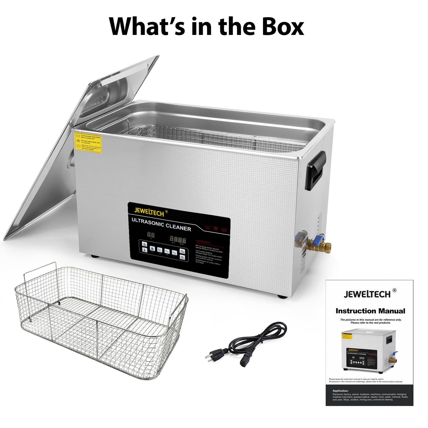 JEWELTECH 30L Ultrasonic Cleaner with Heater and Timer, 600W Stainless Steel Ultrasonic Cleaner Machine with Degas & Gentle Modes, Ultrasonic Parts Cleaner with Knob Control